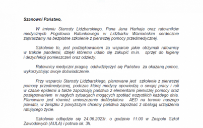 Zdjęcie do Bezpłatne szkolenie z pierwszej pomocy przedmedycznej